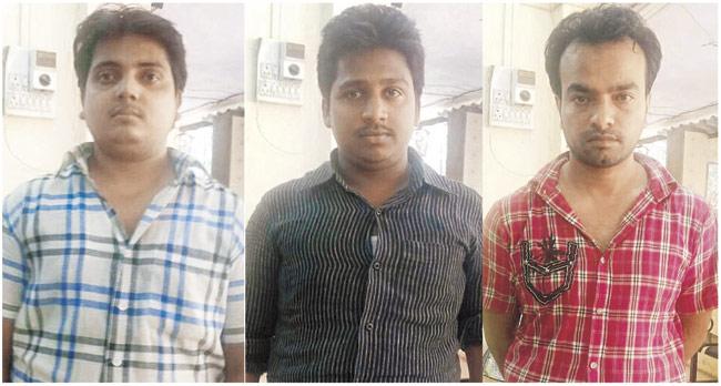 Nehru Nagar police station officials said (left to right) Jitendra Kumar Mauriya, Ali Mohammad Qureshi and Mohammad Mustaq Ayub Sardar have been running the scam for a year now