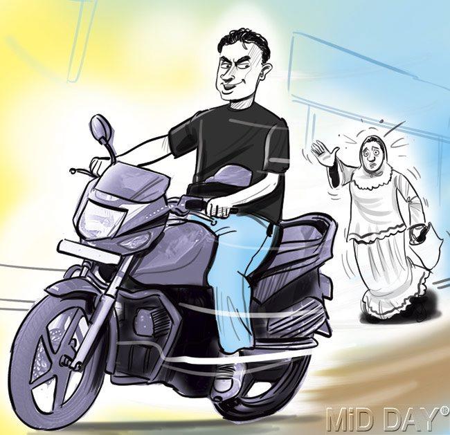 As soon as they hand over the bangles, he flees from the spot on his bike. Illustrations/Amit Bandre