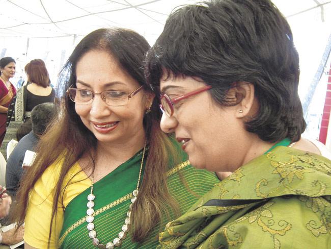 Saaz Aggarwal from Pune with her friend Rumana Husain from Karachi