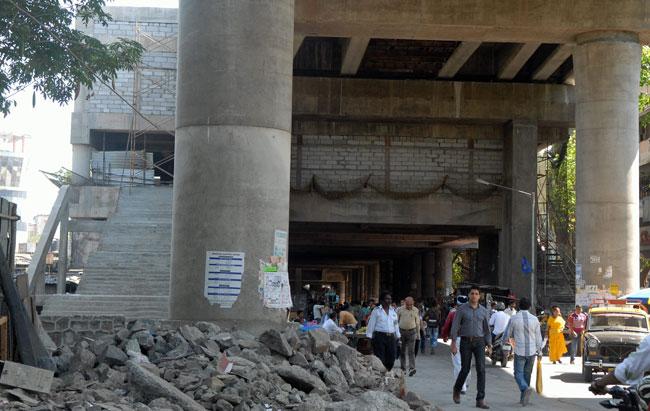 Ghatkopar metro station under construction