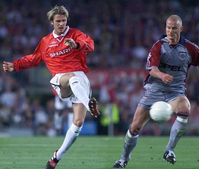 David Beckham and Carsten Jancker