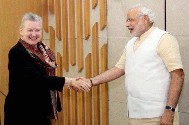 Nancy Powell and Narendra Modi