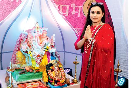Spotted: Rani Mukerji at eco friendly Ganesh pandal at Andheri