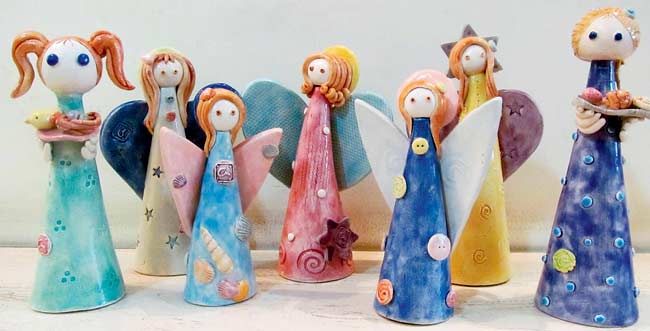 Ceramic angels and dolls 