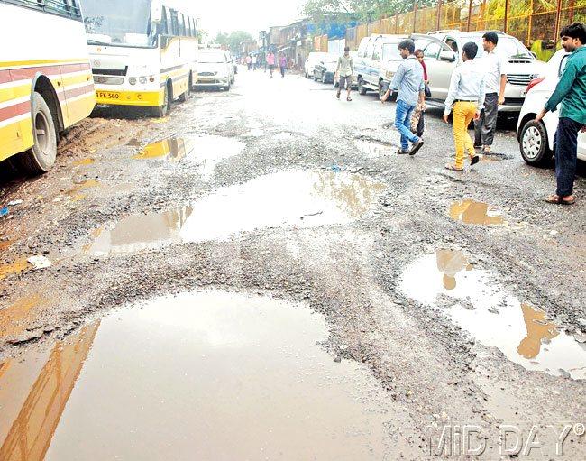 Even as repair work continues, potholes can be seen in areas like Chembur, Andheri and Jogeshwari. Pic/Pradeep Dhivar
