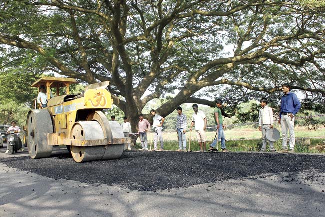 If a road roller is sent to repair potholes on, say, Aarey Colony road, then BMC officials should be able to track its journey and location at all times, using the live monitoring system. File pic for representation