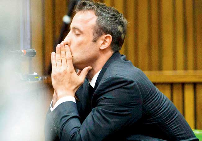 Oscar Pistorius during the murder trial in a Pretoria court recently. Pic/AFP