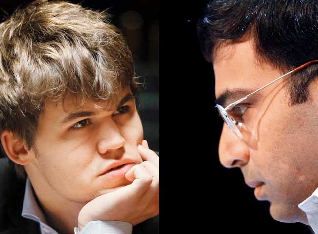 Magnus Carlsen and Viswanathan Anand. Pics/Getty Images 