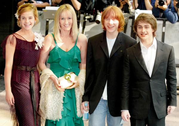 Emma Watson, JK Rowling, Rupert Grint and Daniel Radcliffe