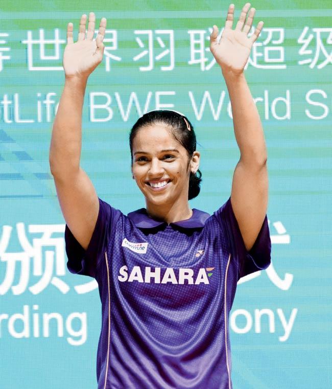 Saina Nehwal after winning the China Open on Sunday. Pic/AFP