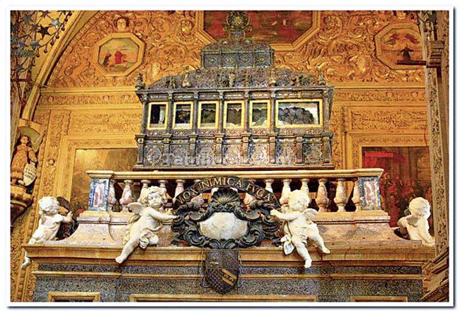 The relics of St Francis Xavier lie in the Basilica of Bom Jesus, Old Goa