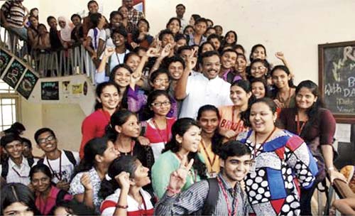 Tawde put up this picture of his visit to Sathaye College on Facebook