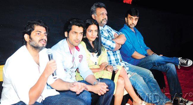 (from left to right) Casting director Atul Mongia, actors Arjan Bajwa and Priyanka Bose, and filmmakers Anubhav Sinha and Sanjay Gadhvi at the fifth Jagran Film Festival at PVR Citi Mall. Pic/Nimesh Dave