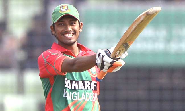 Bangladesh cricketer Anamul Haque reacts after scoring a half century (50 runs) during the third one-day international (ODI) match between Bangladesh and Zimbabwe at the Sher-e Bangla National Stadium in Dhaka. Pic/AFP