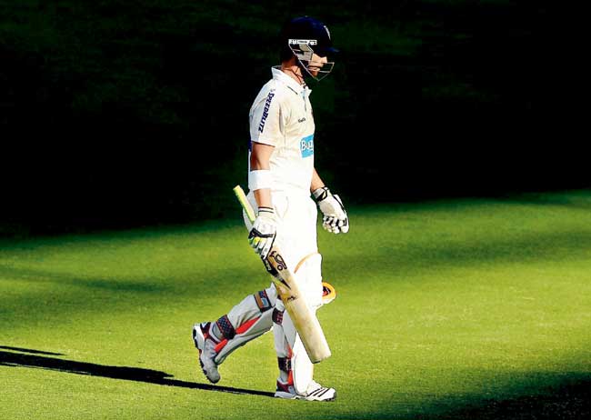 Phil Hughes walks off the ground in a Sheffield Shield game for New South Wales against South Australia at the Adelaide Oval on October 19, 2011. Pic/Getty Images