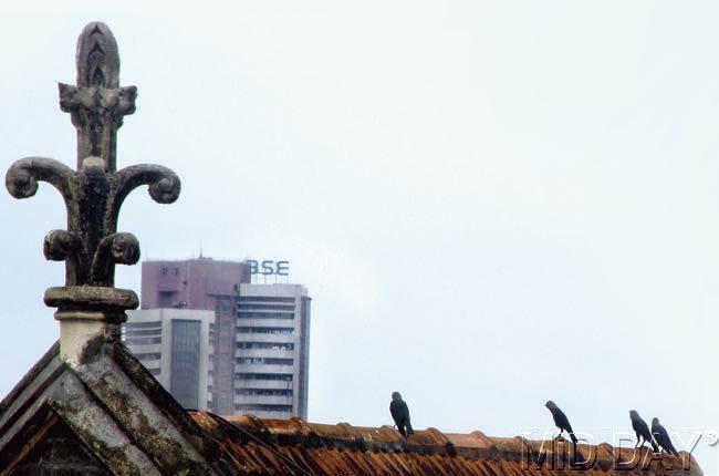 The Bombay Stock Exchange (BSE) as seen from St Xavier’s College terrace. Pic/Uday Devrukhkar