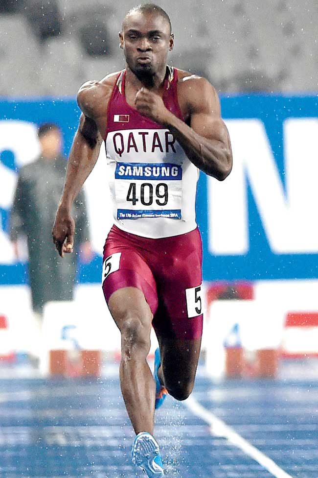 Femi Ogunode during his Asian Games 100m yesterday. Pics/AFP