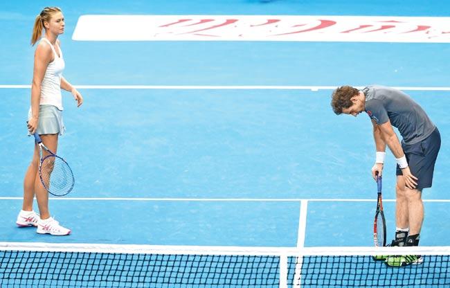 Maria Sharapova (left) and Andy Murray of Manila Mavericks show their dejection after losing a point against  Indian Aces in Manila. Pic/Getty Images