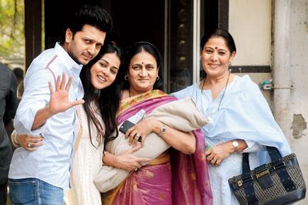 Riteish and Genelia pose with their new born baby boy