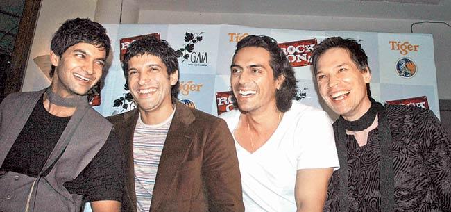 From left: Purab Kohli, Farhan Akhtar, Arjun Rampal and Luke Kenny, the star cast of Rock On!! (2008)