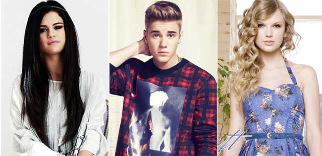 Selena Gomez, Justin Bieber and Taylor Swift