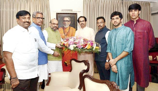 Both Uddhav Thackeray and Amit Shah will meet senior leaders from their respective parties to chart out the way forward for the upcoming assembly elections. File pic