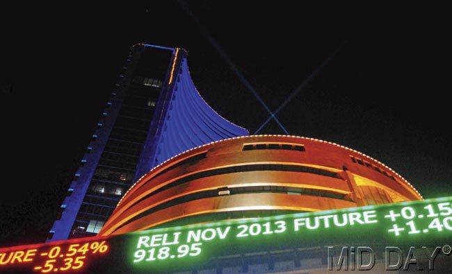 Just like it was lit up on Diwali last year, things looked bright at the BSE. Pic/Shadab Khan
