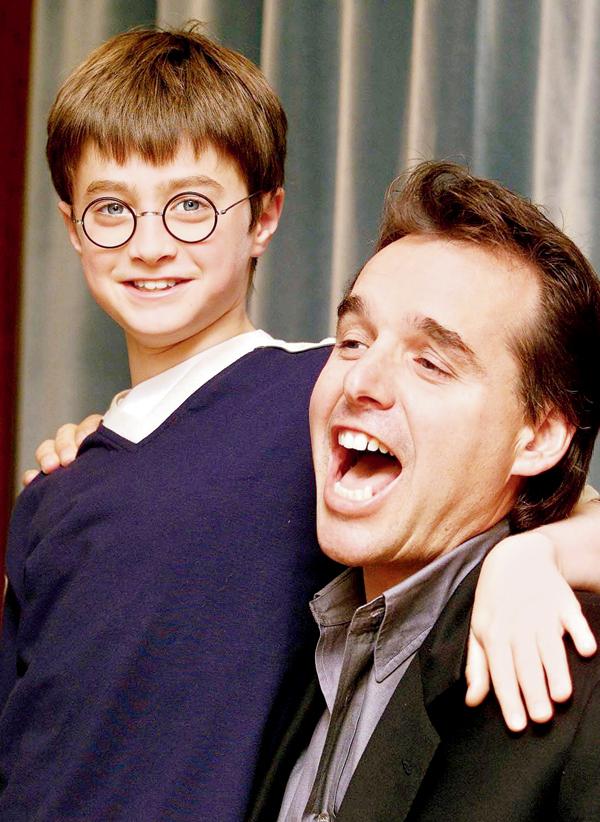 11-year-old Daniel Radcliffe with director of the first Harry Potter film, Chris Columbus