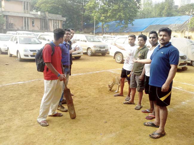 The cars the Agripada police recovered from the gang are parked at Lal Maidan, leaving Nilesh Mahgaonkar (extreme right) and his friends no place to play