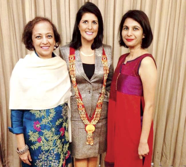 Nikki Haley (Centre) with Bunty Chand and Moomal Mehta from Asia Society