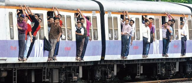 In Mumbai, overcrowded local train compartments are amusement parks where you can’t take a walk. File pic