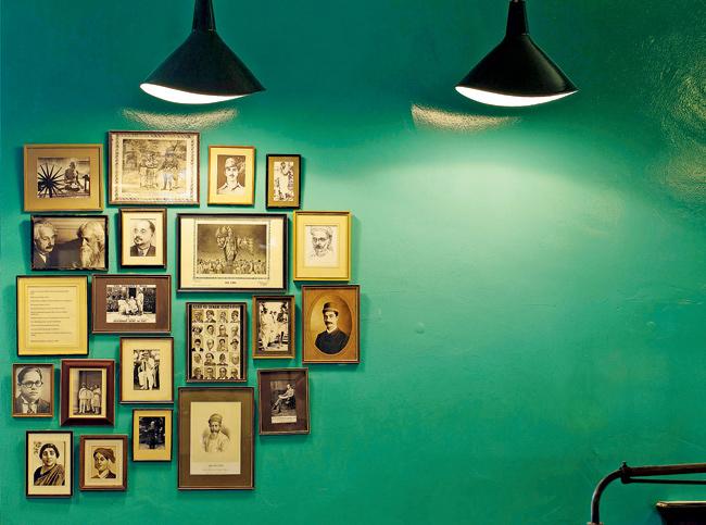 This wall at Dishoom’s King’s Cross outlet includes photo frames of some of India’s biggest national leaders, from Bhagat Singh to Tagore, Gandhi and Nehru.