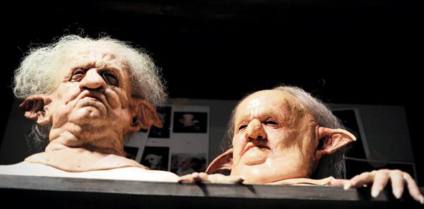 Rubber masks of goblins at Gringotts Wizarding Bank on display at a studio tour, The Making of Harry Potter in north London. 