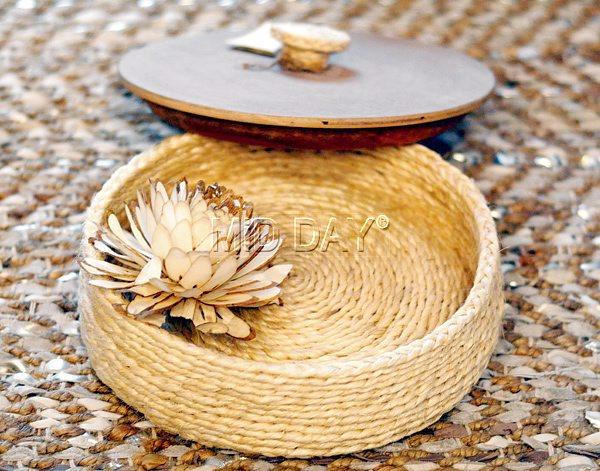 The Sisal and sabai grass handwoven baskets can be used to store rotis (Rs 800).
