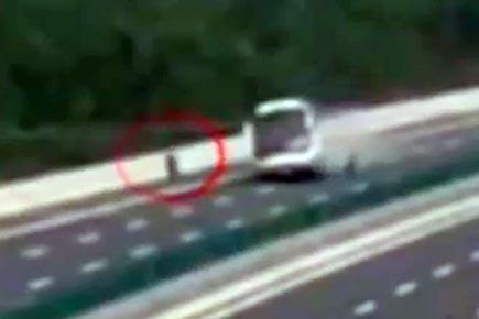 Caught on CCTV: Wheels fly off a bus on motorway