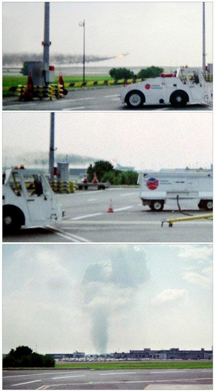 A combo of photographs taken on July 25, 2000 in Roissy-en-France near Paris shows the Air France supersonic airliner Concorde