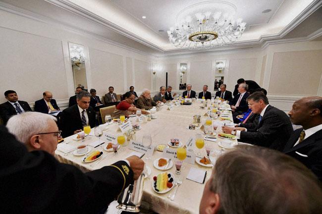 Prime Minister Narendra Modi during a breakfast meeting with CEOs in New York