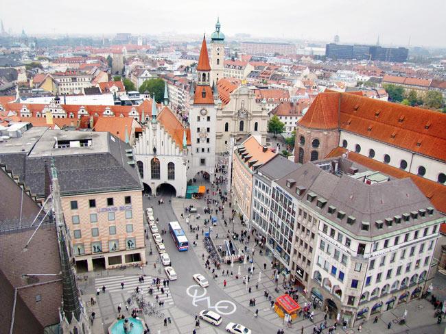 A top view of Munich, the largest city of German state 