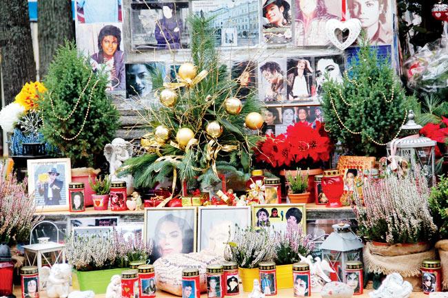 Shrine of Michael Jackson outside Hotel Bayerisher Hof, where the King of Pop usually put up during his visits to Munich