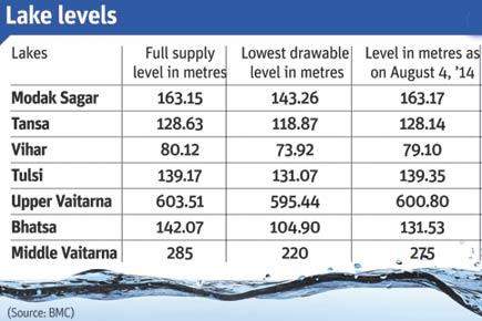 Water levels in Mumbai lakes on August 4, 2014