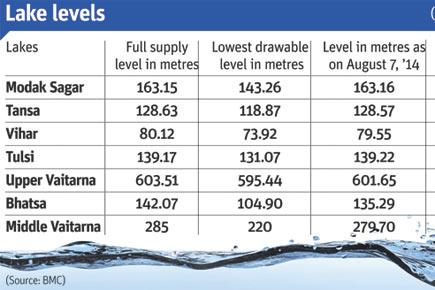 Water levels in Mumbai lakes on August 7, 2014