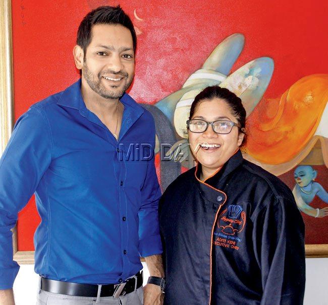 Co-founder of Hopping Chef, Shaival Chandra, with chef Aditi Keni. Pics/Emmanual Karbhari