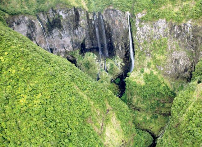 A view of a ravine from a helicopter