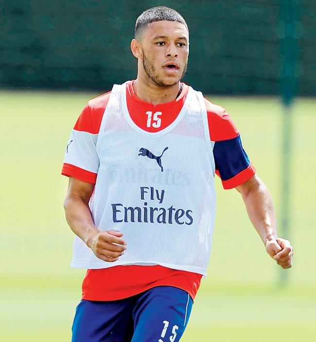Alex Oxlade-Chamberlain during an Arsenal training session on Saturday. Pic/Getty Images