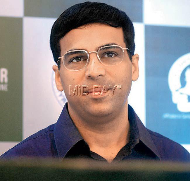 Grandmaster Viswanathan Anand addresses a press conference in the city yesterday. Pic/Atul Kamble