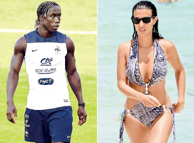 Bacary Sagna (Pic/AFP) and Ludivine Sagna at Miami beach last month (Pic/Getty Images)