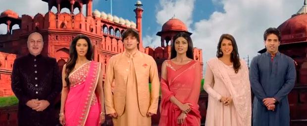 Anupam Kher, Mallika Sherawat, Vivek Oberoi, Shilpa Shetty, Isha Koppikar and Tusshar Kapoor in the national anthem video