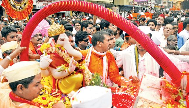 A Ganesh Chaturthi celebration in progress