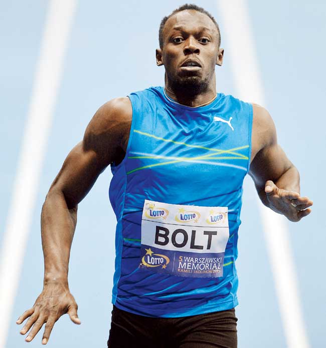 Usain Bolt wins the 100m race in Warsaw on Saturday. Pic/AFP