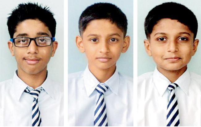 (L to R) The dead bodies of Meet Chadwa, Kushal Dagha and Prahul Patel were found behind the school premises